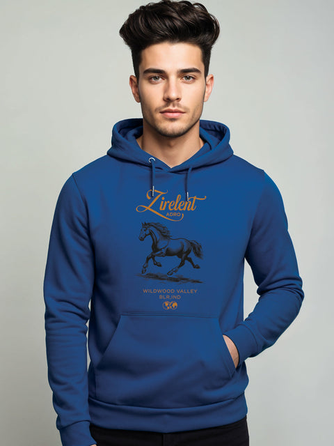 Adro Zirelent Wildwood Valley Hoodie for Men | 320 GSM Cotton-Poly Fleece | Soft Feel, Skin-Friendly Printed Graphic, Warm Casual Sweatshirt with Kangaroo Pocket & Drawstring Hood –