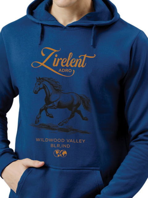 Adro Zirelent Wildwood Valley Hoodie for Men | 320 GSM Cotton-Poly Fleece | Soft Feel, Skin-Friendly Printed Graphic, Warm Casual Sweatshirt with Kangaroo Pocket & Drawstring Hood –