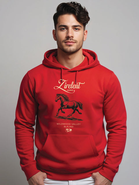 Adro Zirelent Wildwood Valley Hoodie for Men | 320 GSM Cotton-Poly Fleece | Soft Feel, Skin-Friendly Printed Graphic, Warm Casual Sweatshirt with Kangaroo Pocket & Drawstring Hood –
