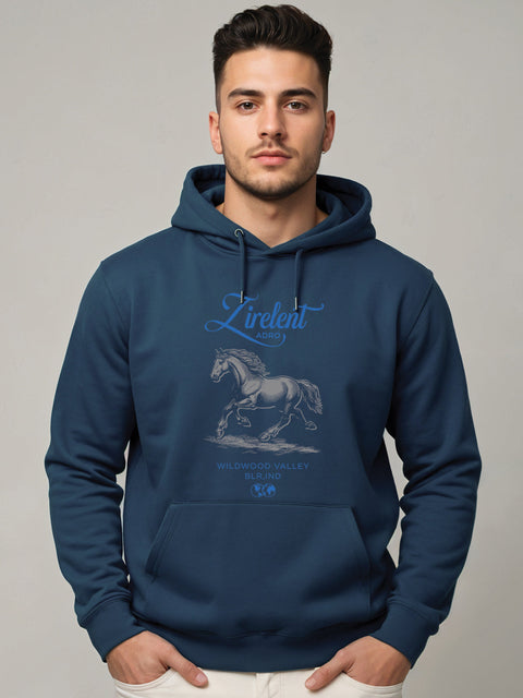 Adro Zirelent Wildwood Valley Hoodie for Men | 320 GSM Cotton-Poly Fleece | Soft Feel, Skin-Friendly Printed Graphic, Warm Casual Sweatshirt with Kangaroo Pocket & Drawstring Hood –