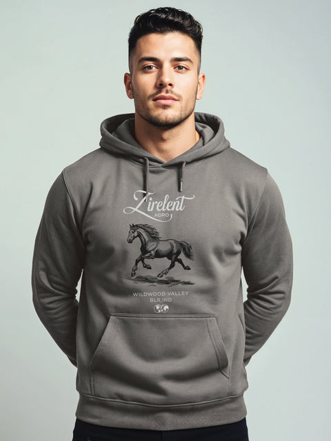 Adro Zirelent Wildwood Valley Hoodie for Men | 320 GSM Cotton-Poly Fleece | Soft Feel, Skin-Friendly Printed Graphic, Warm Casual Sweatshirt with Kangaroo Pocket & Drawstring Hood –