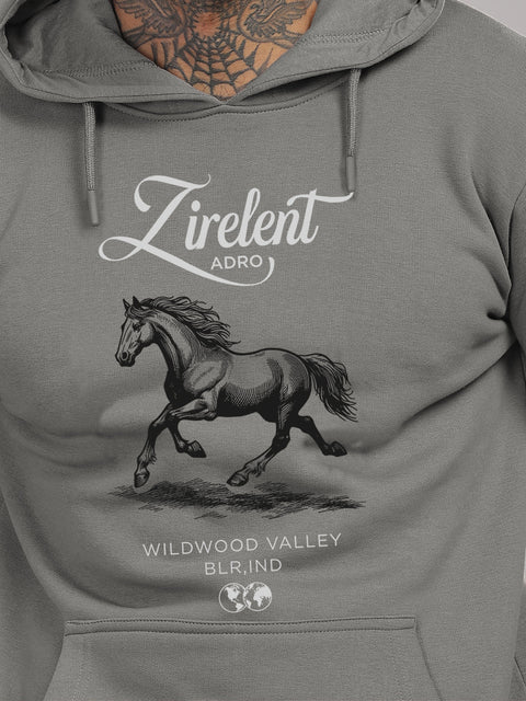 Adro Zirelent Wildwood Valley Hoodie for Men | 320 GSM Cotton-Poly Fleece | Soft Feel, Skin-Friendly Printed Graphic, Warm Casual Sweatshirt with Kangaroo Pocket & Drawstring Hood –
