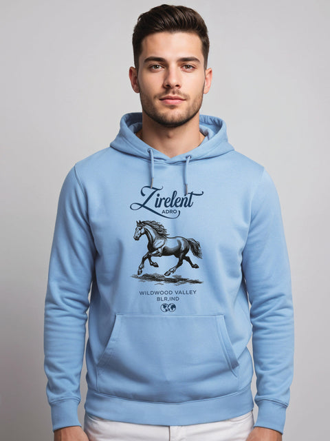 Adro Zirelent Wildwood Valley Hoodie for Men | 320 GSM Cotton-Poly Fleece | Soft Feel, Skin-Friendly Printed Graphic, Warm Casual Sweatshirt with Kangaroo Pocket & Drawstring Hood –