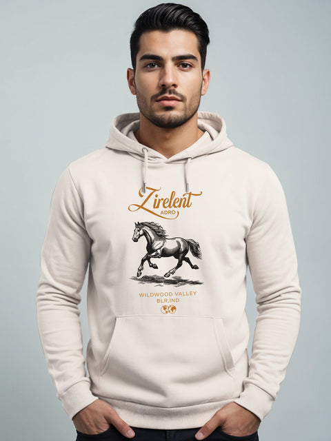 Adro Zirelent Wildwood Valley Hoodie for Men | 320 GSM Cotton-Poly Fleece | Soft Feel, Skin-Friendly Printed Graphic, Warm Casual Sweatshirt with Kangaroo Pocket & Drawstring Hood –