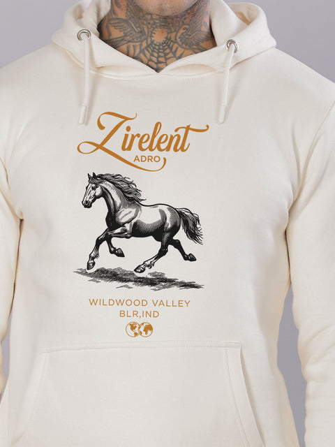Adro Zirelent Wildwood Valley Hoodie for Men | 320 GSM Cotton-Poly Fleece | Soft Feel, Skin-Friendly Printed Graphic, Warm Casual Sweatshirt with Kangaroo Pocket & Drawstring Hood –
