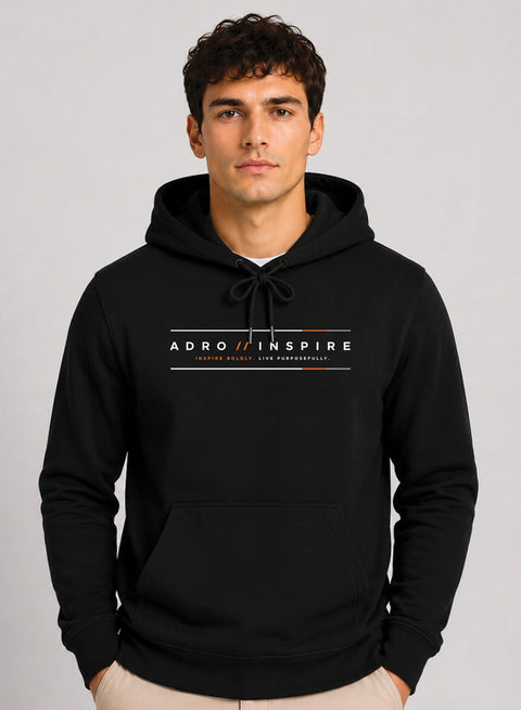 ADRO Men Black Inspire Printed Regular Fit Hoodie Black