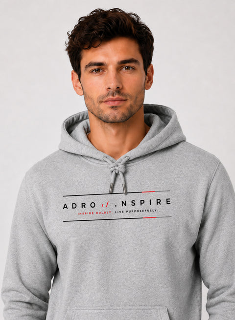 ADRO Men Beige Inspire Printed Regular Fit Hoodie