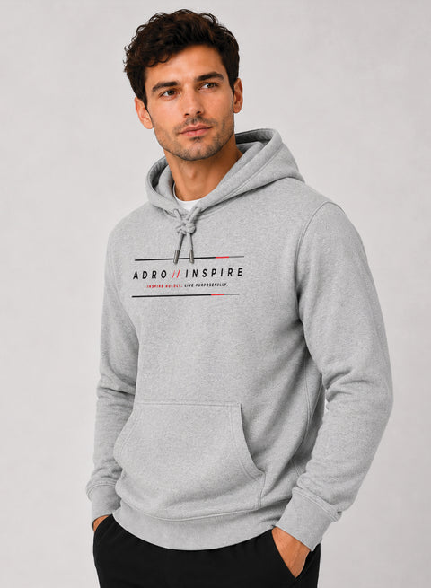 ADRO Men Beige Inspire Printed Regular Fit Hoodie