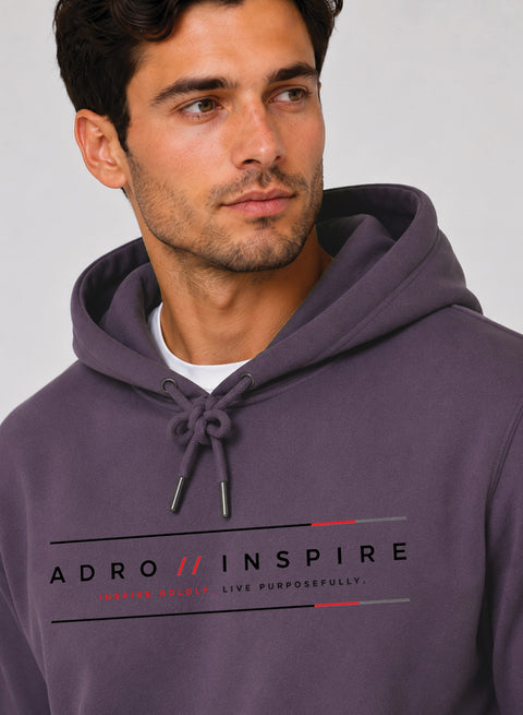 ADRO Men Black Inspire Printed Regular Fit Hoodie
