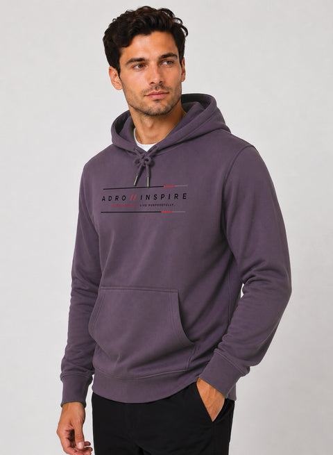 ADRO Men Black Inspire Printed Regular Fit Hoodie
