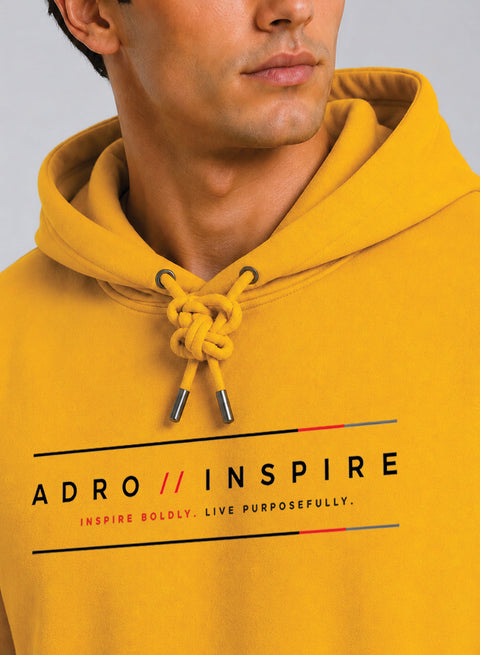 ADRO Men Black Inspire Printed Regular Fit Hoodie