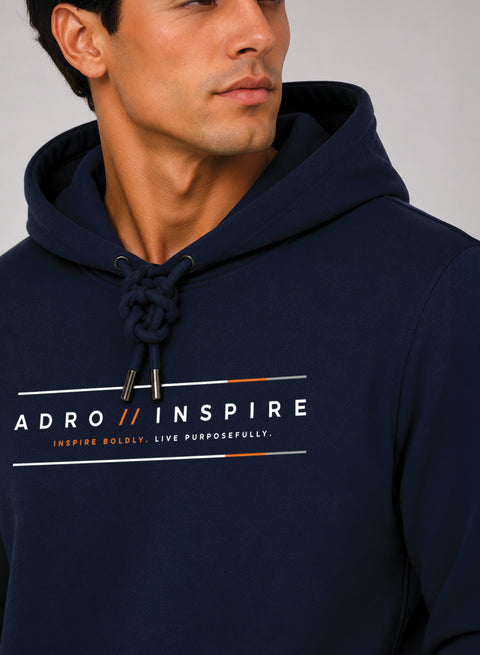 ADRO Men Beige Inspire Printed Regular Fit Hoodie