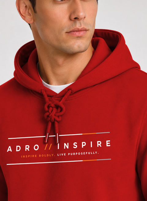 ADRO Men Beige Inspire Printed Regular Fit Hoodie