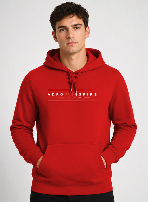 ADRO Men Beige Inspire Printed Regular Fit Hoodie Red