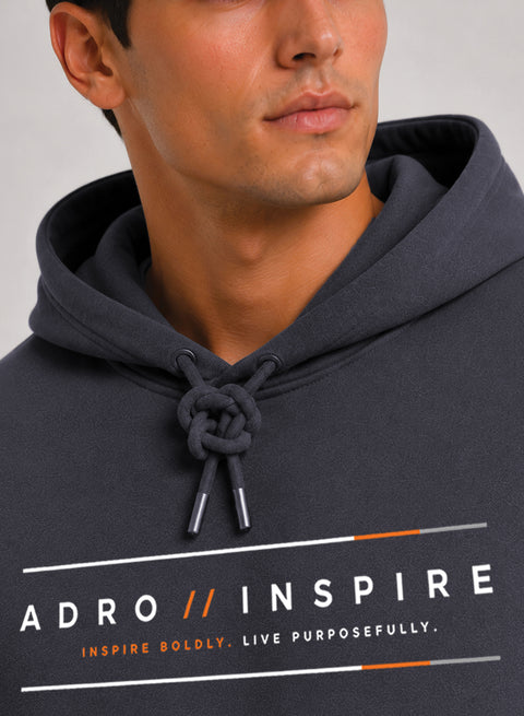 ADRO Men Black Inspire Printed Regular Fit Hoodie