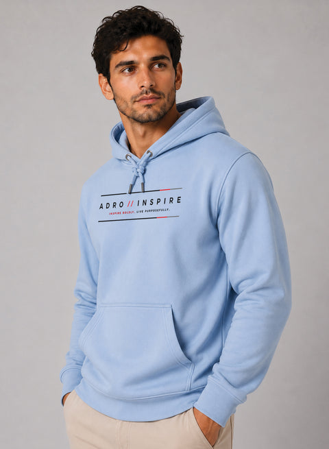ADRO Men Beige Inspire Printed Regular Fit Hoodie