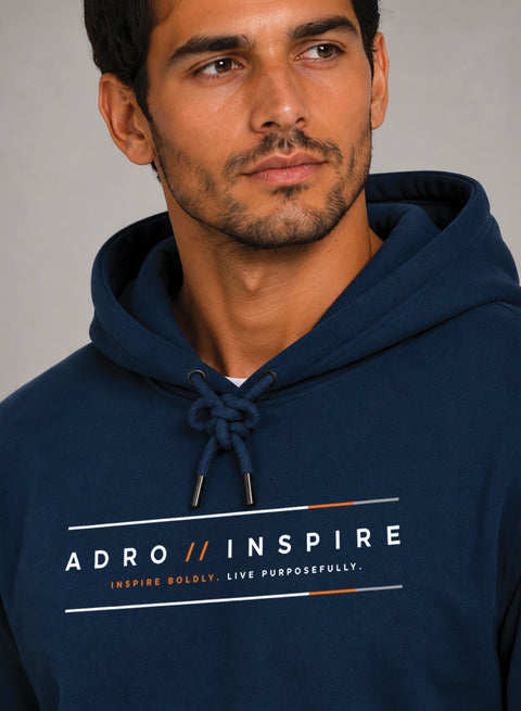 ADRO Men Black Inspire Printed Regular Fit Hoodie