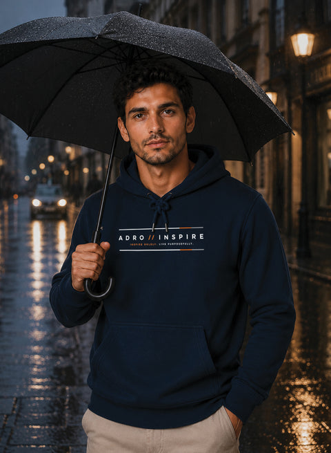 ADRO Men Black Inspire Printed Regular Fit Hoodie
