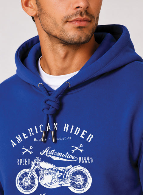 ADRO Men Black American Rider Printed Regular Fit Hoodie