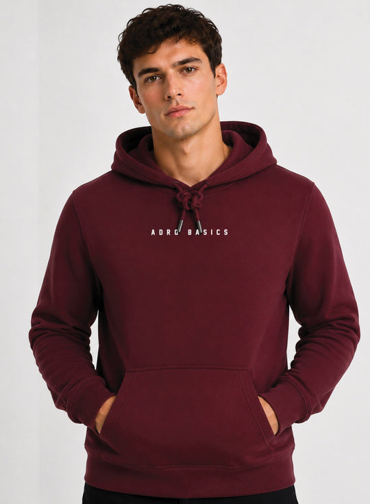 ADRO Men Beige Basics Printed Regular Fit Hoodie