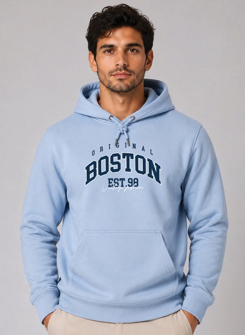 ADRO Men Beige Boston Printed Regular Fit Hoodie