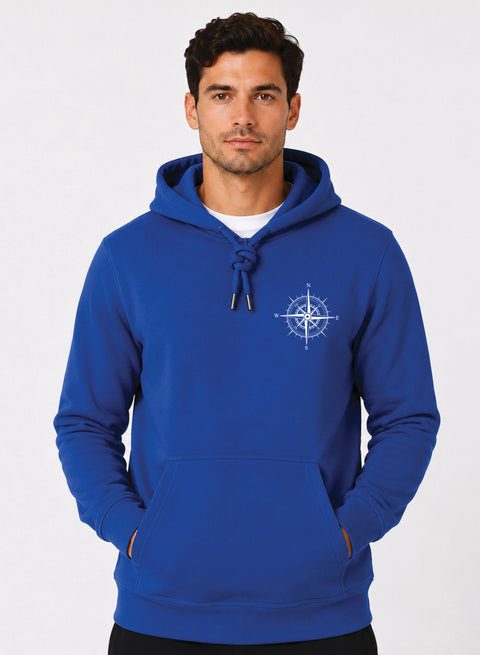 ADRO Men Black Compass Printed Regular Fit Hoodie