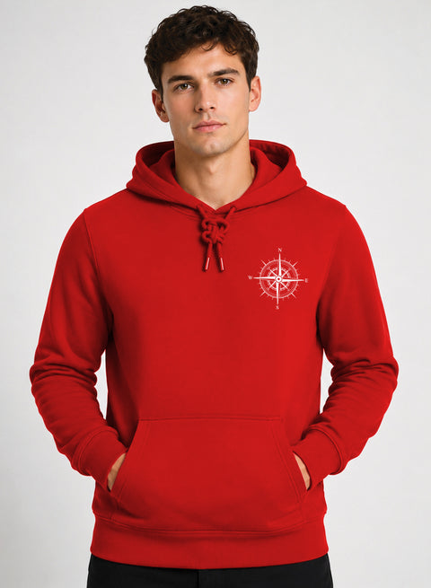 ADRO Men Beige Compass Printed Regular Fit Hoodie