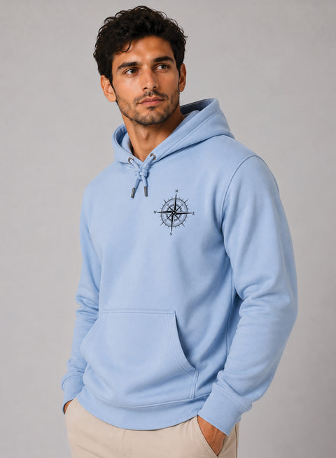ADRO Men Beige Compass Printed Regular Fit Hoodie