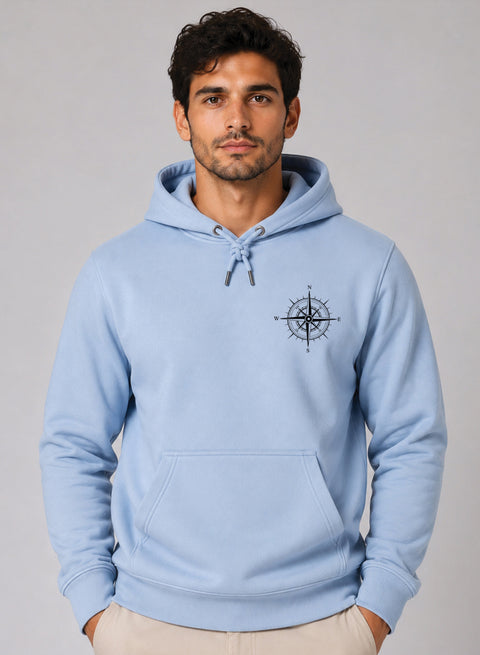 ADRO Men Beige Compass Printed Regular Fit Hoodie