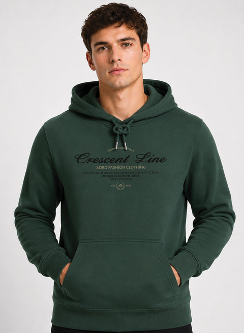 ADRO Men Black Crescent Line Printed Regular Fit Hoodie