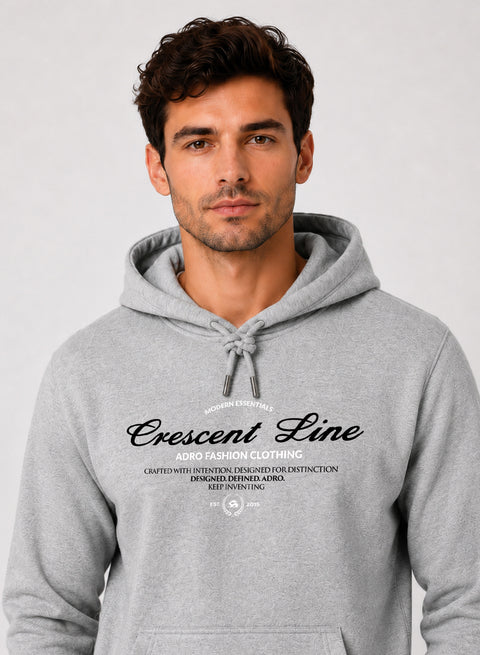 ADRO Men Beige Crescent Line Printed Regular Fit Hoodie