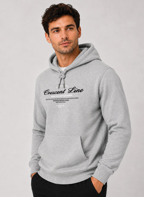 ADRO Men Beige Crescent Line Printed Regular Fit Hoodie