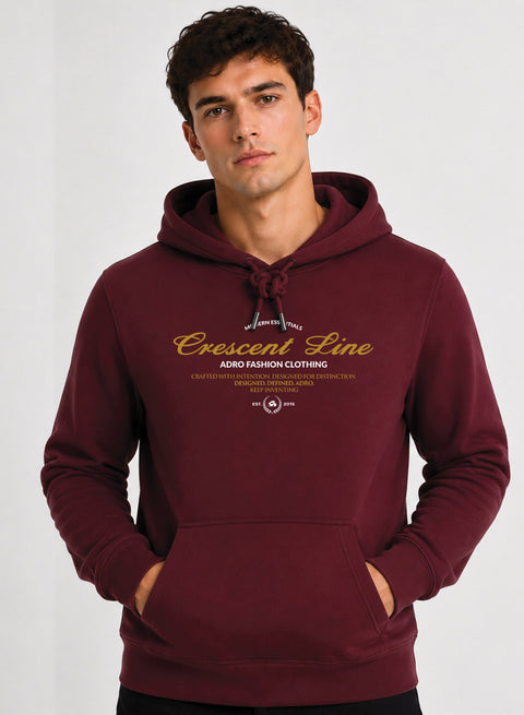 ADRO Men Beige Crescent Line Printed Regular Fit Hoodie