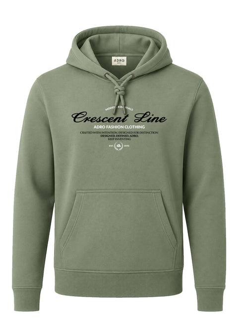 ADRO Men Beige Crescent Line Printed Regular Fit Hoodie