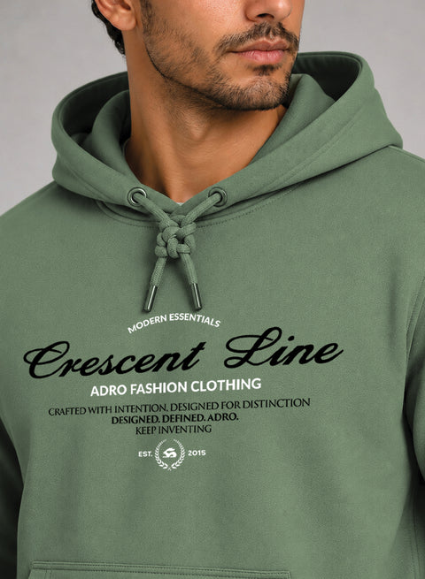 ADRO Men Beige Crescent Line Printed Regular Fit Hoodie
