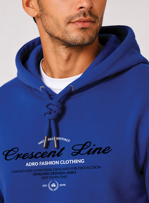ADRO Men Black Crescent Line Printed Regular Fit Hoodie