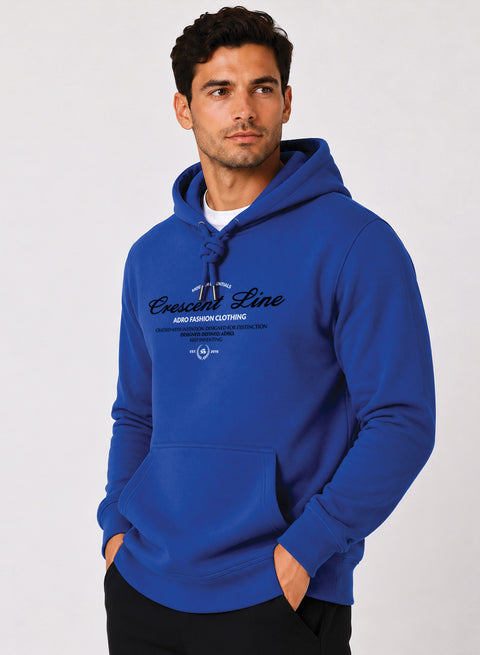ADRO Men Black Crescent Line Printed Regular Fit Hoodie