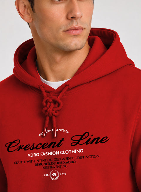 ADRO Men Beige Crescent Line Printed Regular Fit Hoodie