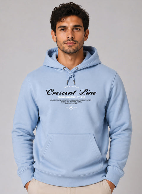 ADRO Men Beige Crescent Line Printed Regular Fit Hoodie