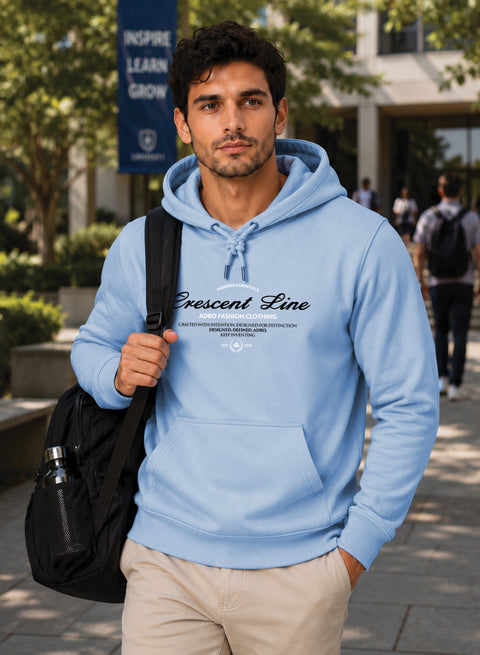 ADRO Men Beige Crescent Line Printed Regular Fit Hoodie