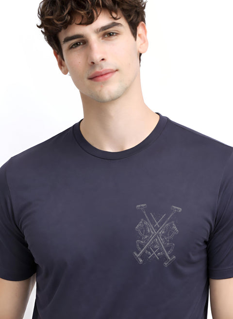 ADRO Mens Polo Crest Printed T-Shirt for Men | Cotton Printed Tshirt | Regular Fit Casual T-Shirts | Premium Summer Tshirts