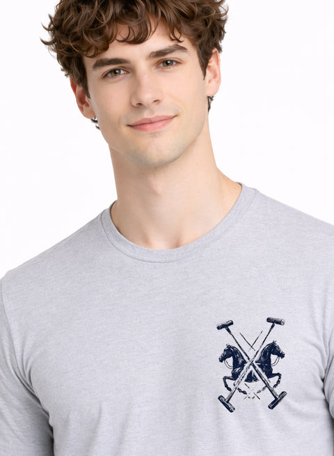 ADRO Mens Polo Crest Printed T-Shirt for Men | Cotton Printed Tshirt | Regular Fit Casual T-Shirts | Premium Summer Tshirts