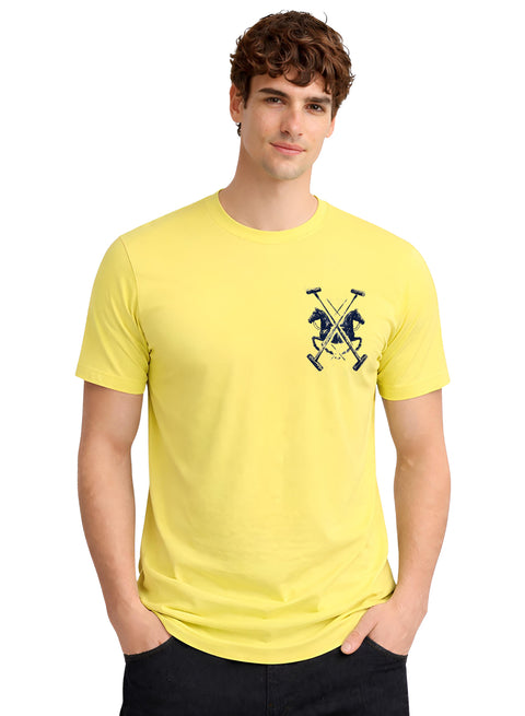 ADRO Mens Polo Crest Printed T-Shirt for Men | Cotton Printed Tshirt | Regular Fit Casual T-Shirts | Premium Summer Tshirts