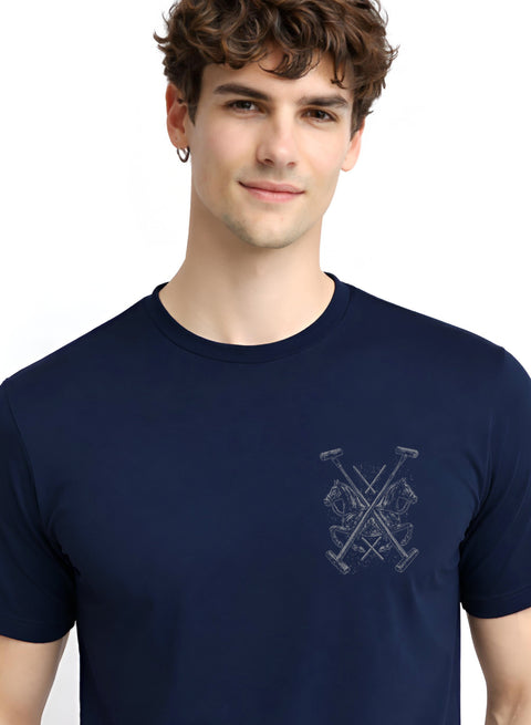 ADRO Mens Polo Crest Printed T-Shirt for Men | Cotton Printed Tshirt | Regular Fit Casual T-Shirts | Premium Summer Tshirts