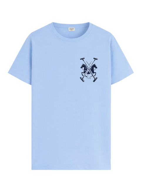 ADRO Mens Polo Crest Printed T-Shirt for Men | Cotton Printed Tshirt | Regular Fit Casual T-Shirts | Premium Summer Tshirts