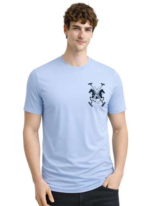 ADRO Mens Polo Crest Printed T-Shirt for Men | Cotton Printed Tshirt | Regular Fit Casual T-Shirts | Premium Summer Tshirts