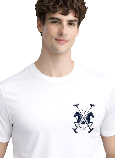 ADRO Mens Polo Crest Printed T-Shirt for Men | Cotton Printed Tshirt | Regular Fit Casual T-Shirts | Premium Summer Tshirts