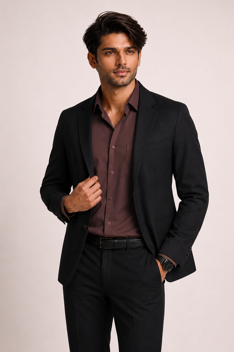 ADRO Premium Cotton Satin Shirt for Men | Casual Fit Solid Full Sleeve Shirt in Mocha Brown