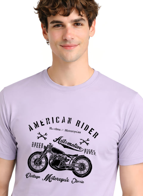 Adro Mens American Rider Printed T-Shirt | 100% Cotton T shirt for Bikers | Stylish Casual Tee Summer Regular Fit Biker Tshirt