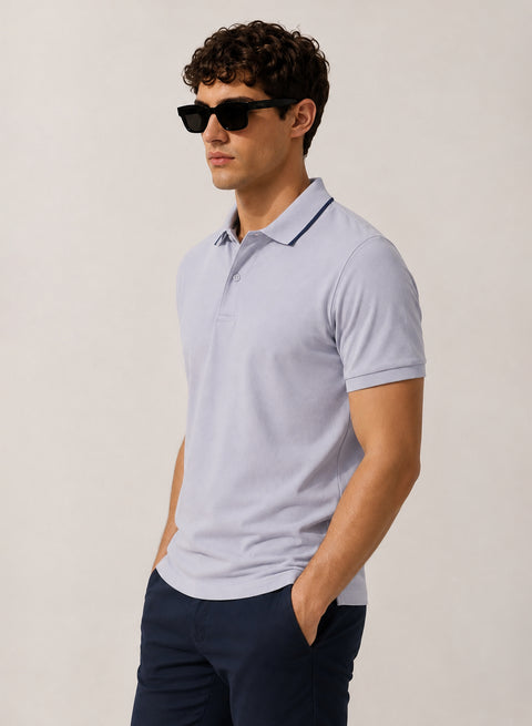 ADRO Mens Polo TShirt | Airtex Cotton Matty Fabric | Regular Fit | Breathable, Durable & Premium Casual Polo T-Shirt for Men | Lilac Grey